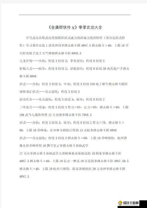 金庸群侠传主角修炼指南，揭秘最强武功推荐及修炼路径